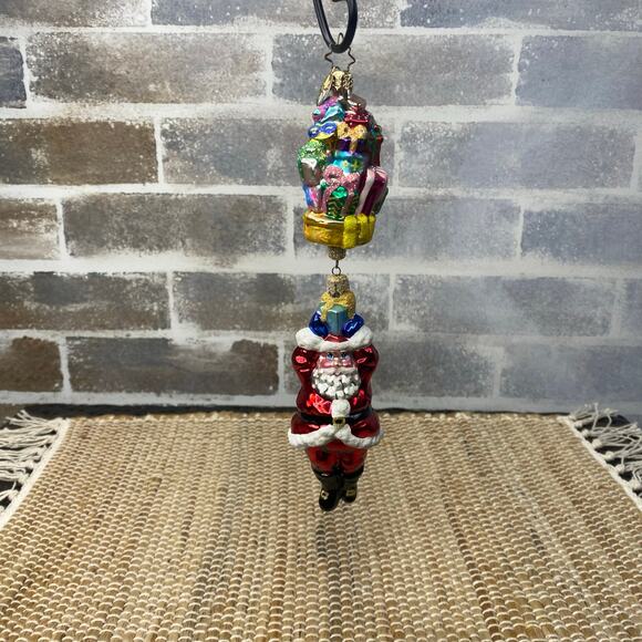 Vtg Christopher Radko "Hang on Santa" Glass Ornament Hand Painted  #02-0121-0 - Picture 1 of 15